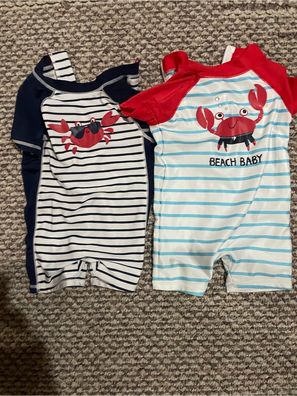 3-6 Month Baby Beach One-Piece Swimsuit with Red Crab Print